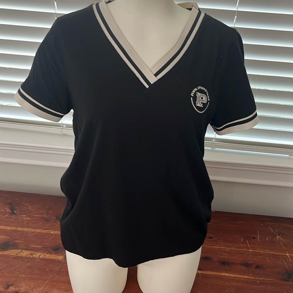 Pink short sleeve V neck
